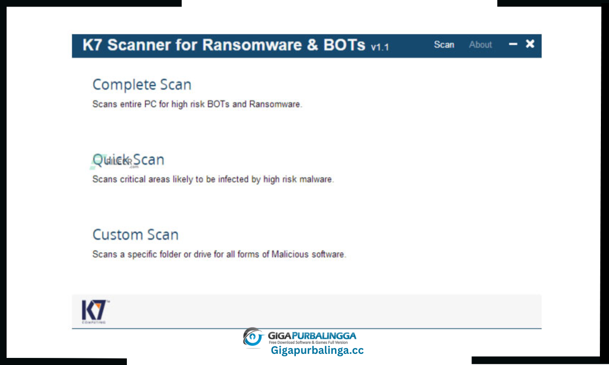 K7 Scanner for Ransomware & BOTs Download