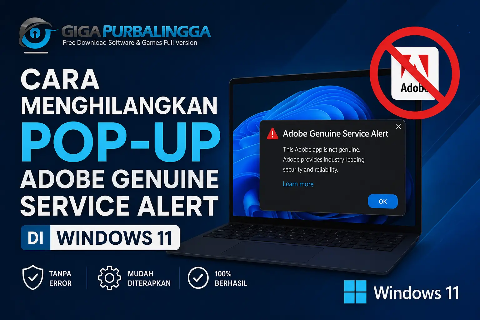Cara Menghilangkan Pop-Up Adobe Genuine Service Alert