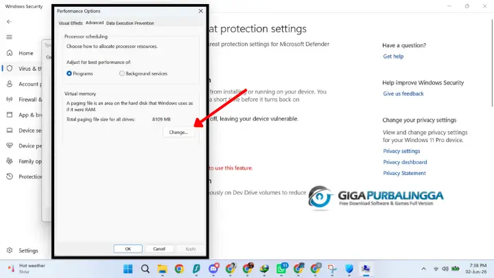 Change virtual Settings